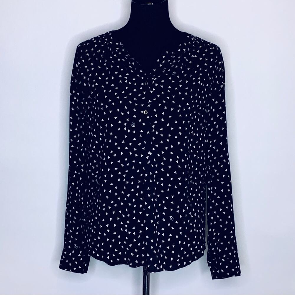 Juicy Couture black taupe heart print popover top size Extra Small
